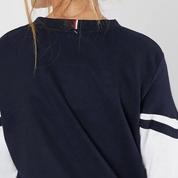 Tommy Hilfiger Cropped Women's Lounge Sweatshirt Terry Long Sleeve Varsity Small - Picture 2 of 4